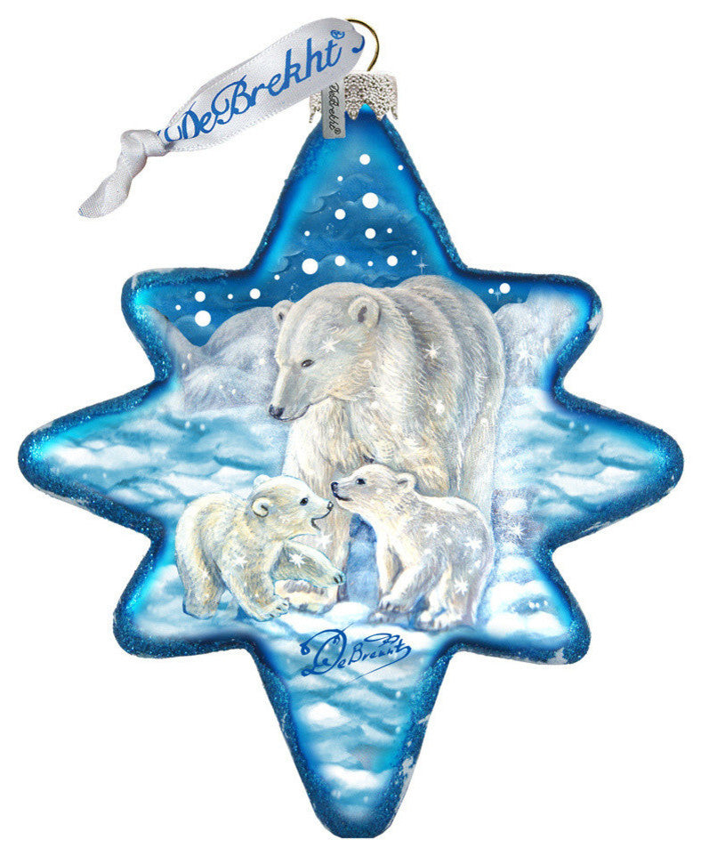 White Christmas Polar Bears North-Star Ornament