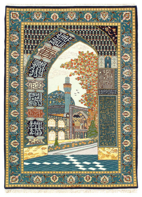 Fine Hand Knotted Silk & Wool Isfahan 3'5"x4'8"