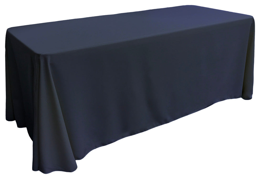 LA Linen Rectangular  Polyester Poplin Tablecloth, Navy, 90"x156"