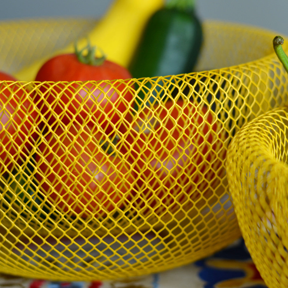 Pop Yellow 2-Piece Metal-Mesh Bowl Set