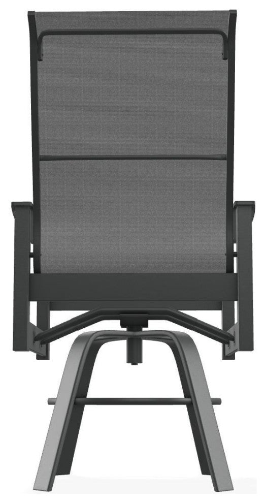 Leeward Sling Balcony Height Outdoor Swivel Armchair, Titanium/Graphite
