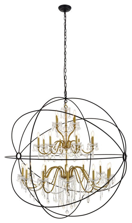 Cory 24-Light Black and Gold Crystal Pendant