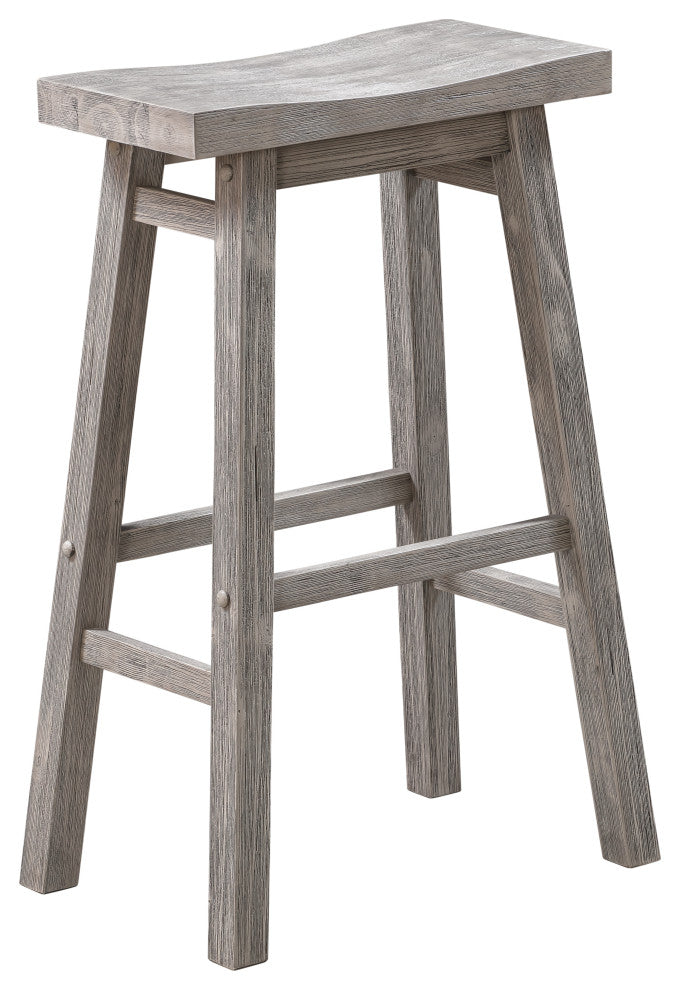 Sonoma Saddle Seat Counter Stool, Storm Gray Wire-Brush, Bar Height, Set of 2
