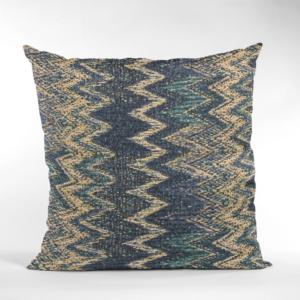 Plutus Blue Wave Chevron Luxury Throw Pillow, 26"x26"