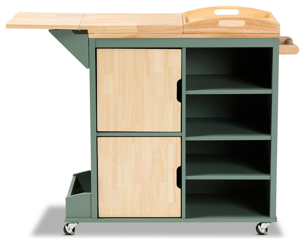 Niccolo Coastal Green Kitchen Cart