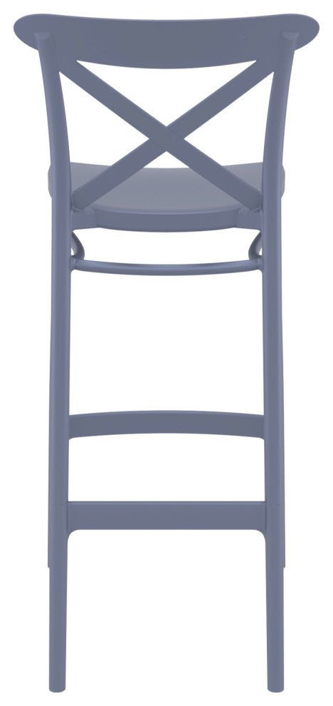 Cross Bar Stool, Set of 2, Dark Gray