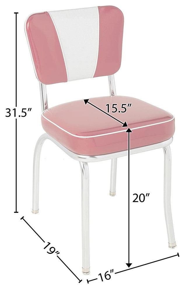 Retro Home Upholstered 'V' Back Dining Chair, Glitter Sparkle Red, Box Seat