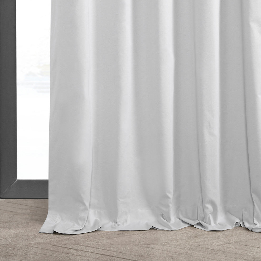Solid Cotton Blackout Curtain Single Panel, White, 50"x96"