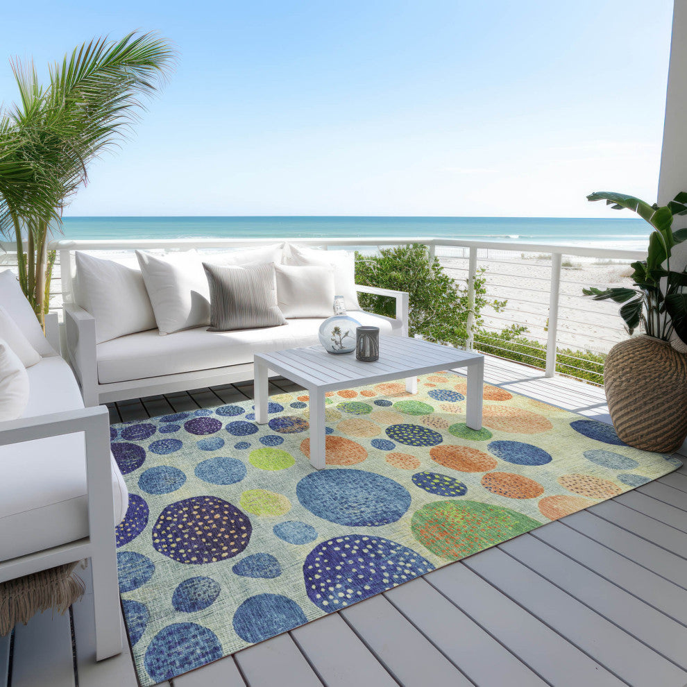 Machine Washable Indoor/Outdoor Chantille ACN1899 Navy 8' x 10' Rug