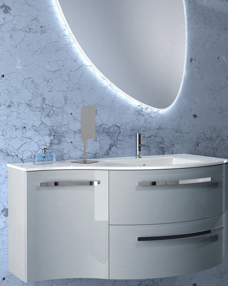 Minimalist Rectangular Free Standing Mirror Single-Sided With 3x, Chrome, Brushed Nickel