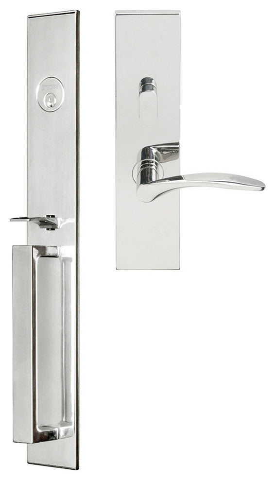 Crest Lever, Mortise Entry Handleset, Right Hand, Polished Stainless Steel