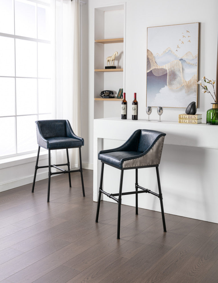 Parlor Adjustable Bar Stool, Midnight Blue