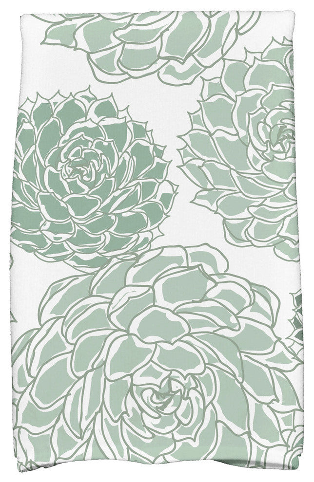 18x30", Olivia Floral Print Hand Towels, Green