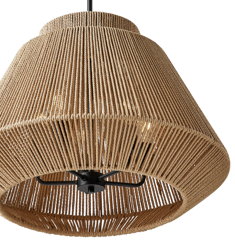 Eco Nido Natural Rope Pendant 5 Light 24"Lx24"Wx16.75"H