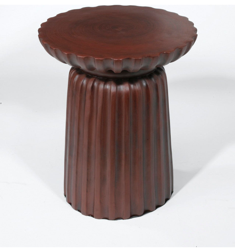 Bineau Resin Pedestal End Table, Dark Red