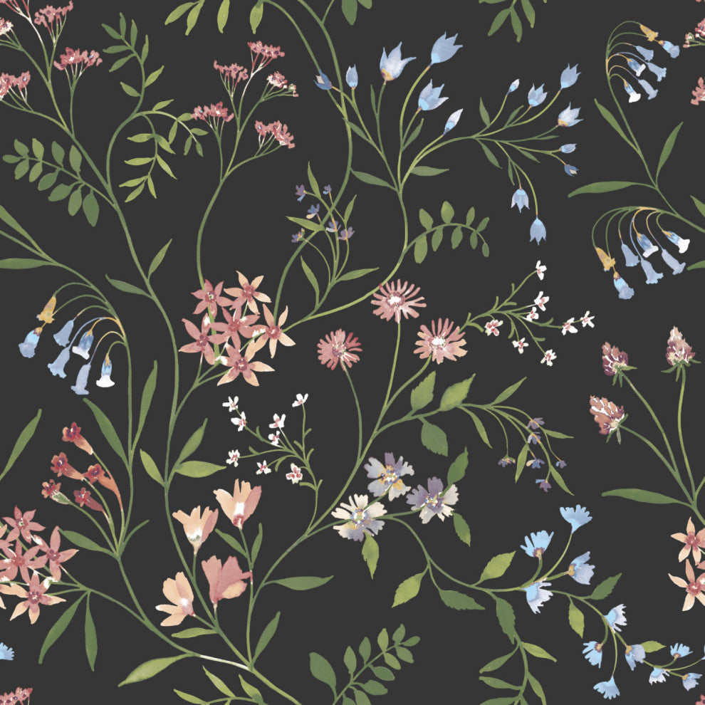 Green and Pink Meadow Mix Peel and Stick Wallpaper