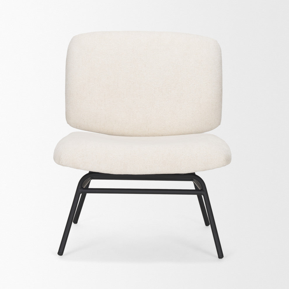 Nora Cream Fabric With Matte Black Metal Legs Accent Chair