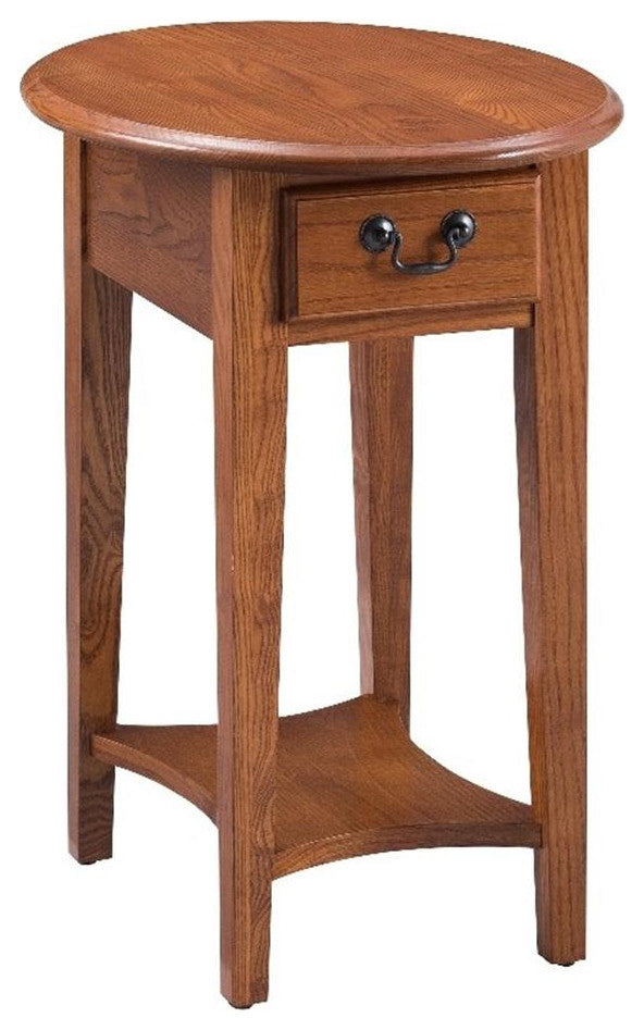 Leick Furniture Wood Oval End Table in Medium Oak Wood
