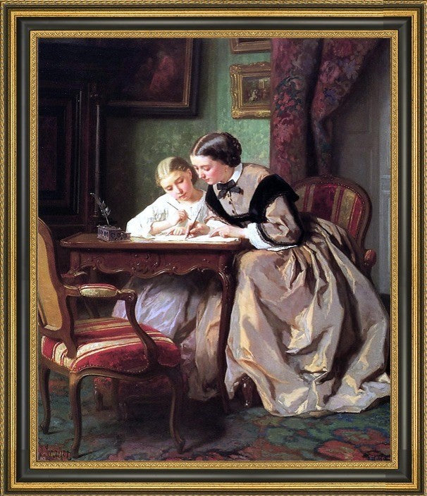 Jules Trayer The Lesson Framed Premium Canvas Print, 16"x20"