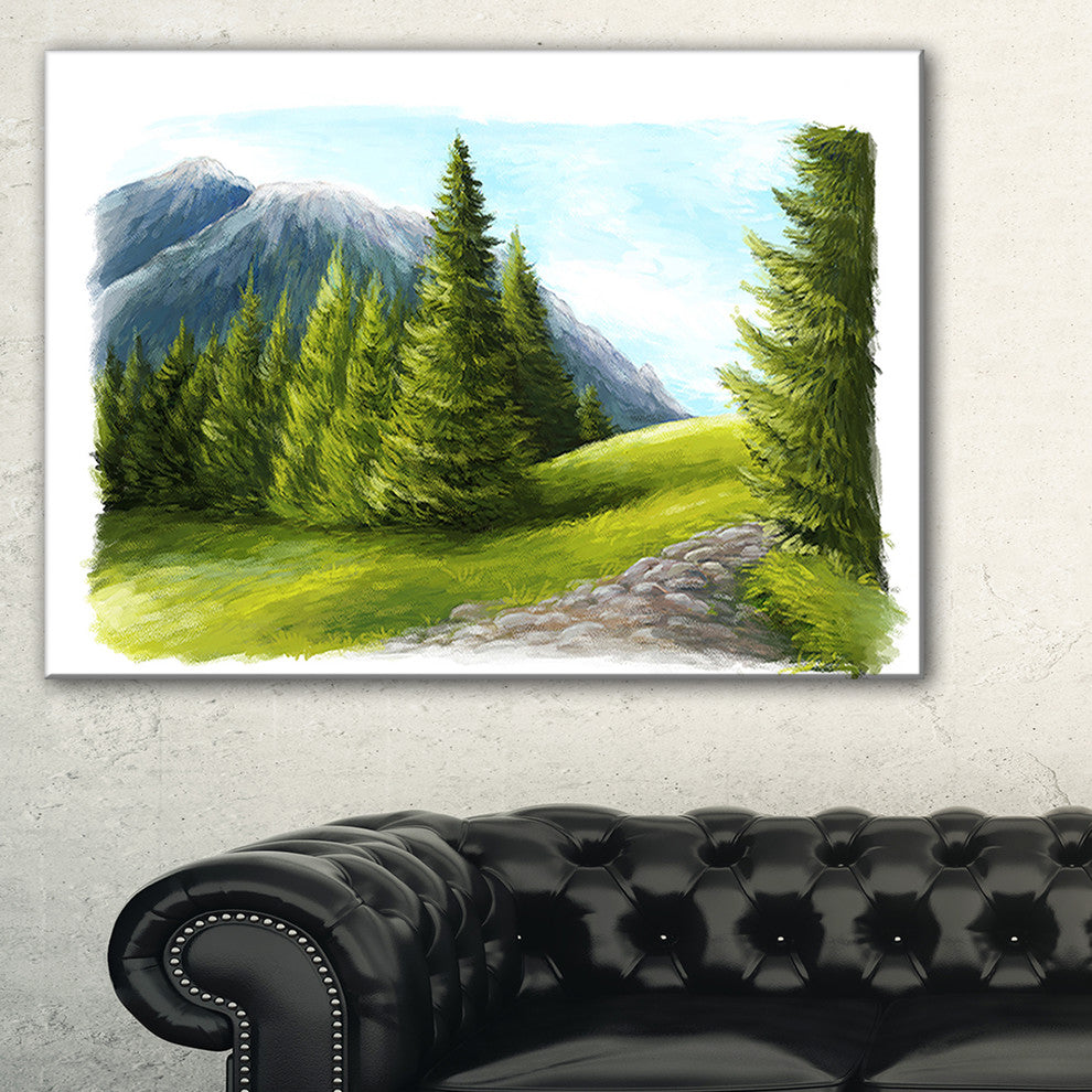 "Road in Green Mountains" Landscape Wall Art Canvas Print, 32"x16"