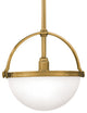 Stratford, One Light 14-inch Pendant, Aged Brass Finish, Opal Matte Glass Shade