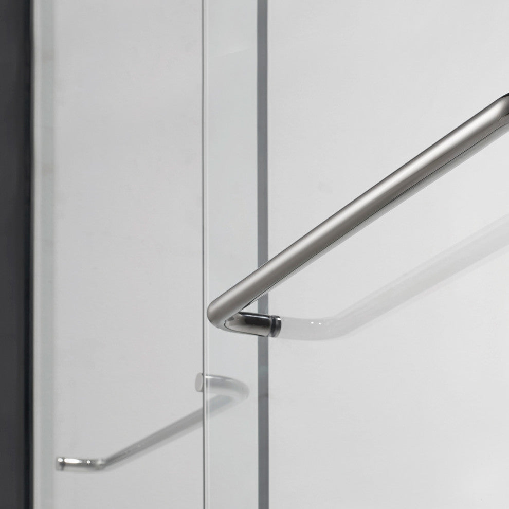 Modern Bypass Shower Doors Ultra-A by LessCare, Brushed Nickel, 44-48"x76"