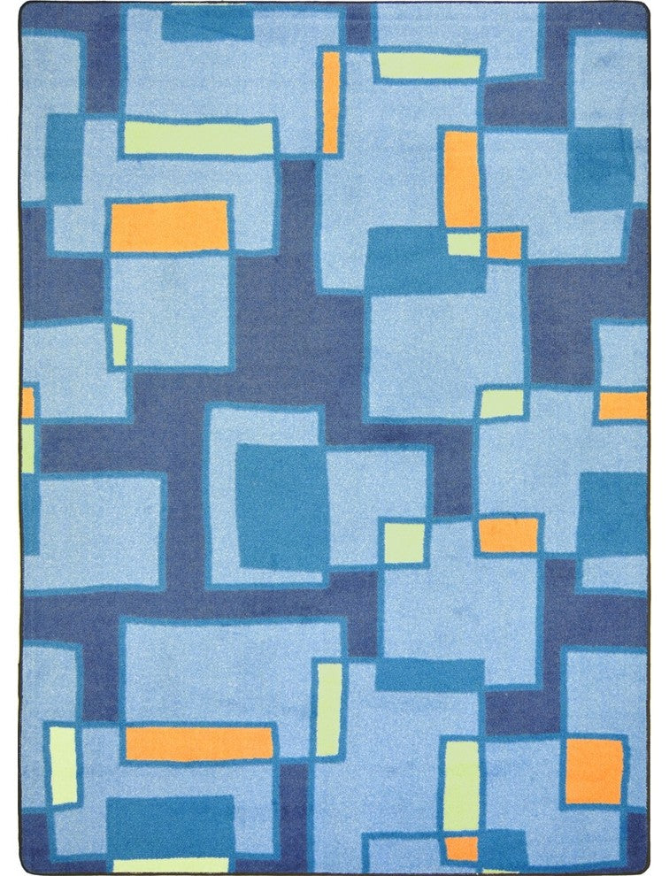 Kid Essentials Rug, Outside the Box, Cool Blue, 5'4"x7'8"