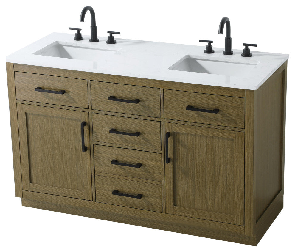 Home Living 54" Double Bathroom Vanity, Chestnut Brown