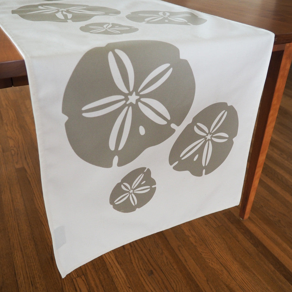 Sand Dollar Eco Coastal Table Runner, 16"x90", Cream