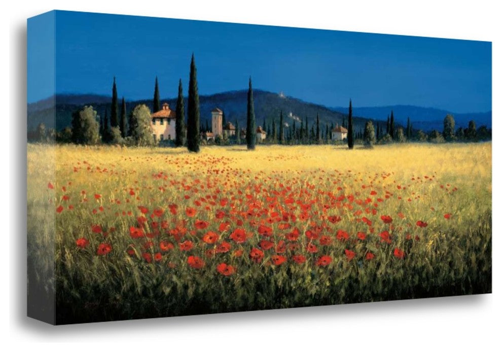 "Tuscan Panorama - Poppies" By David Short, Giclee Print on Gallery Wrap Canvas