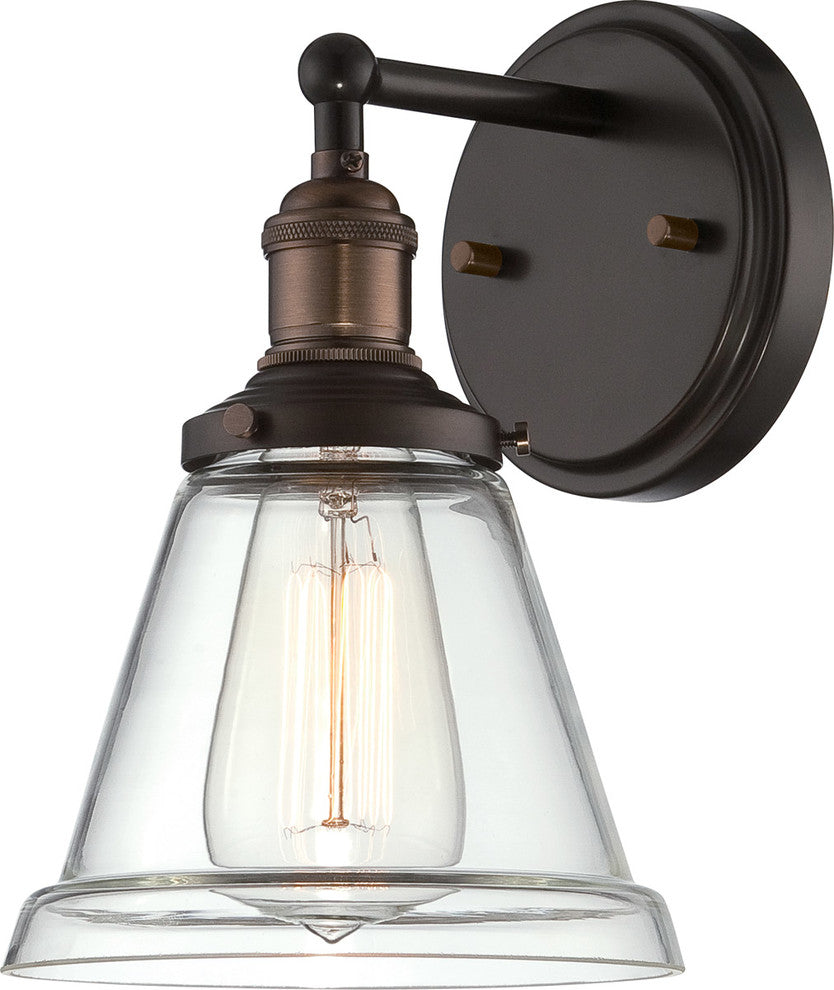 Transitional Light 1-Light Vintage Wall Sconce, Rustic Bronze Finish