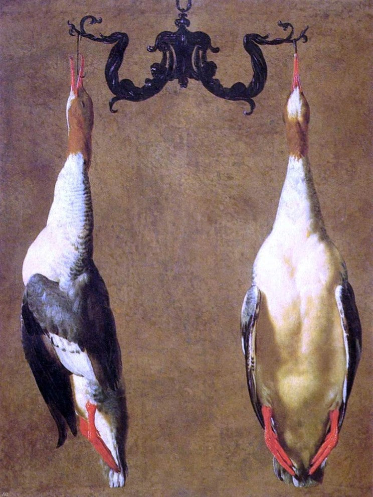 Cesare Dandini Two Hanged Teals - 21" x 28" Premium Canvas Print