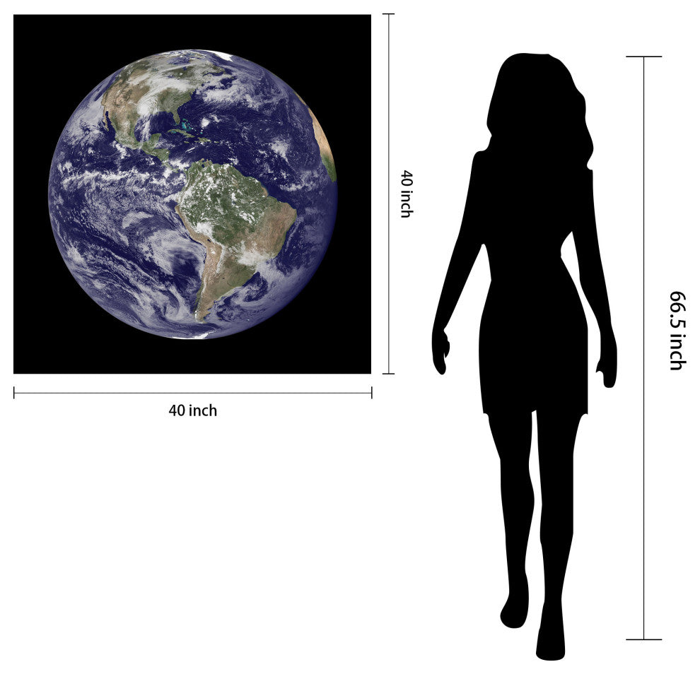 Earth Frameless Free Floating Tempered Art Glass Wall Art 40"x40"