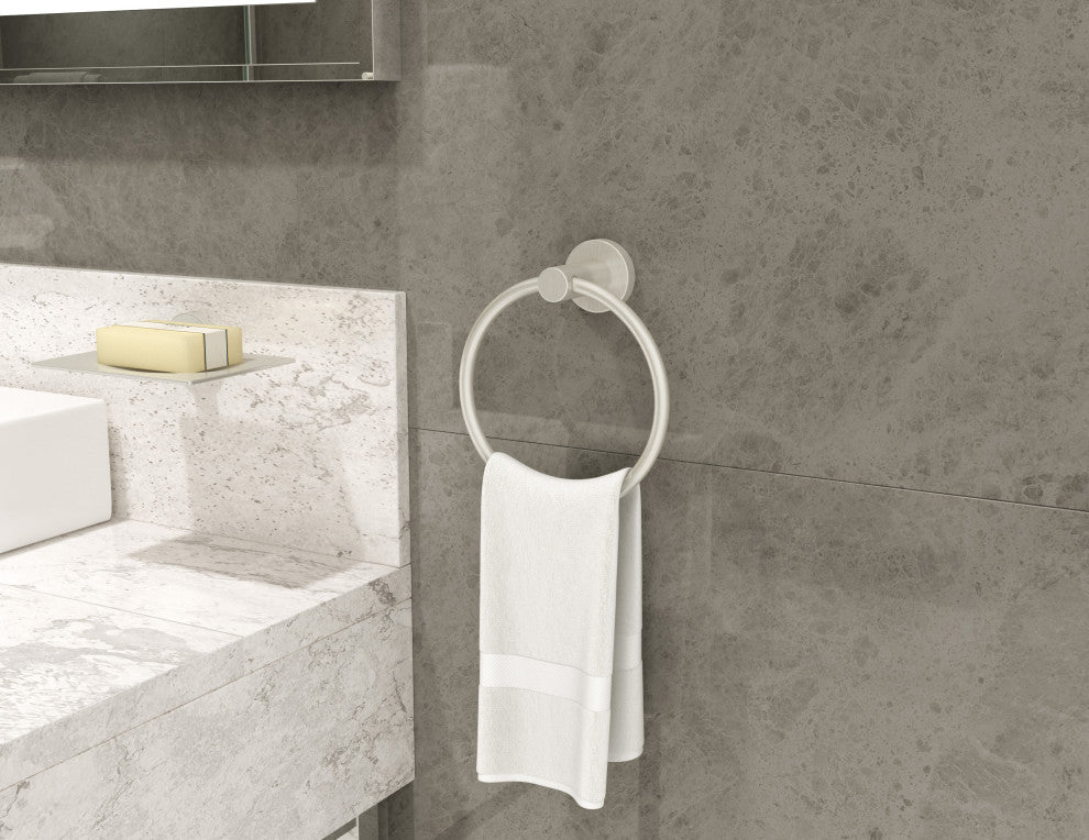 Dia Hand Towel Ring with Mounting Hardware, Satin Nickel