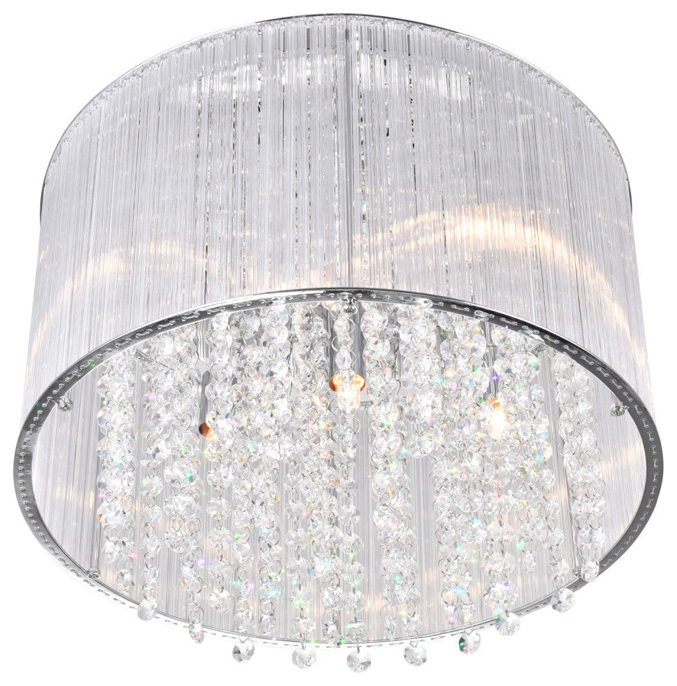 Spring Morning 6 Light Drum Shade Flush Mount With Chrome Finish