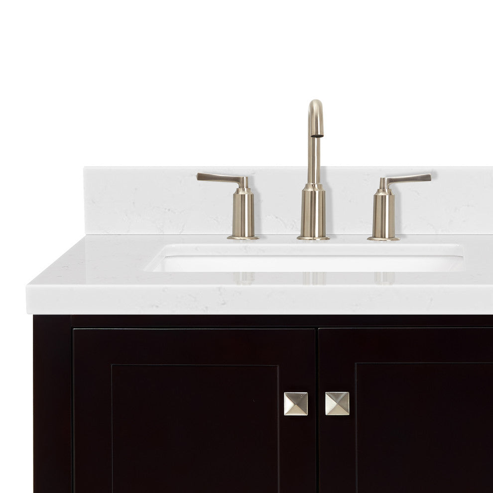 Ariel Cambridge 42" Left  Single Rectangle Sink Vanity, Carrara Quartz