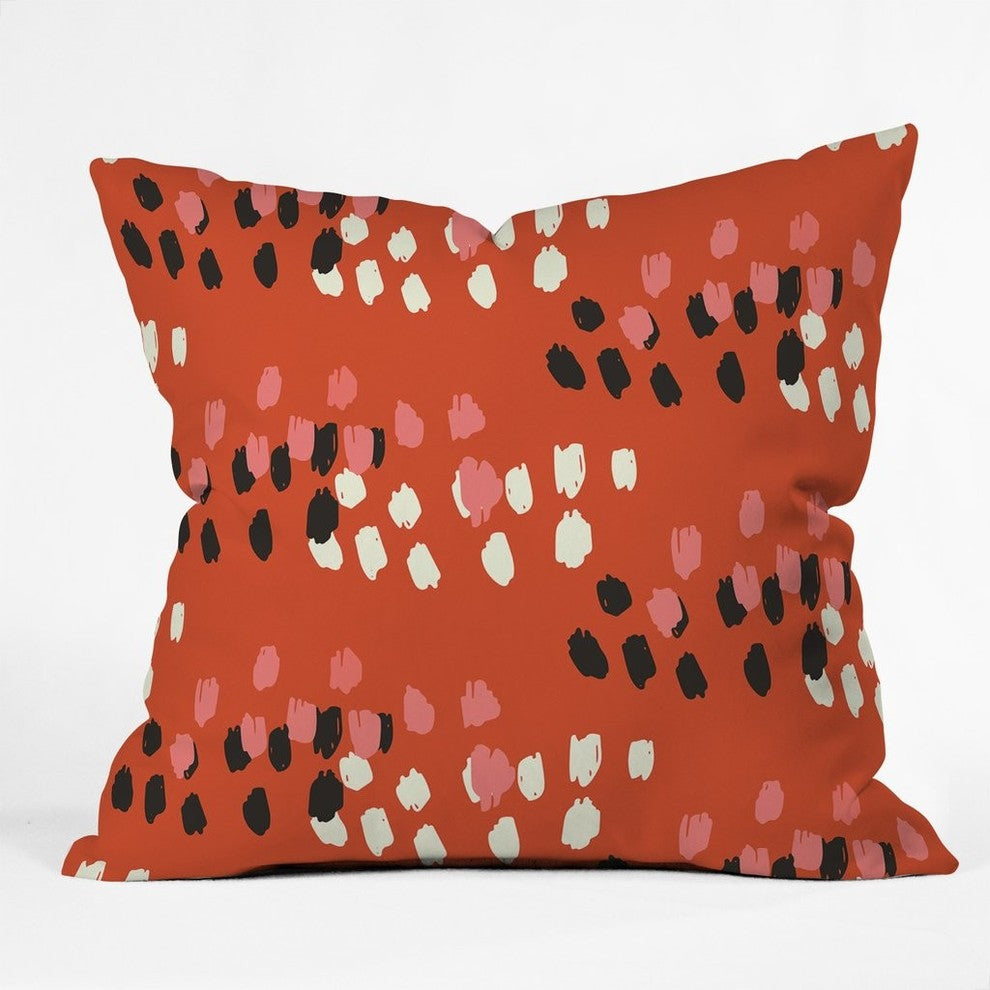 Morgan Kendall Red Scribbles Throw Pillow, 16"x16"