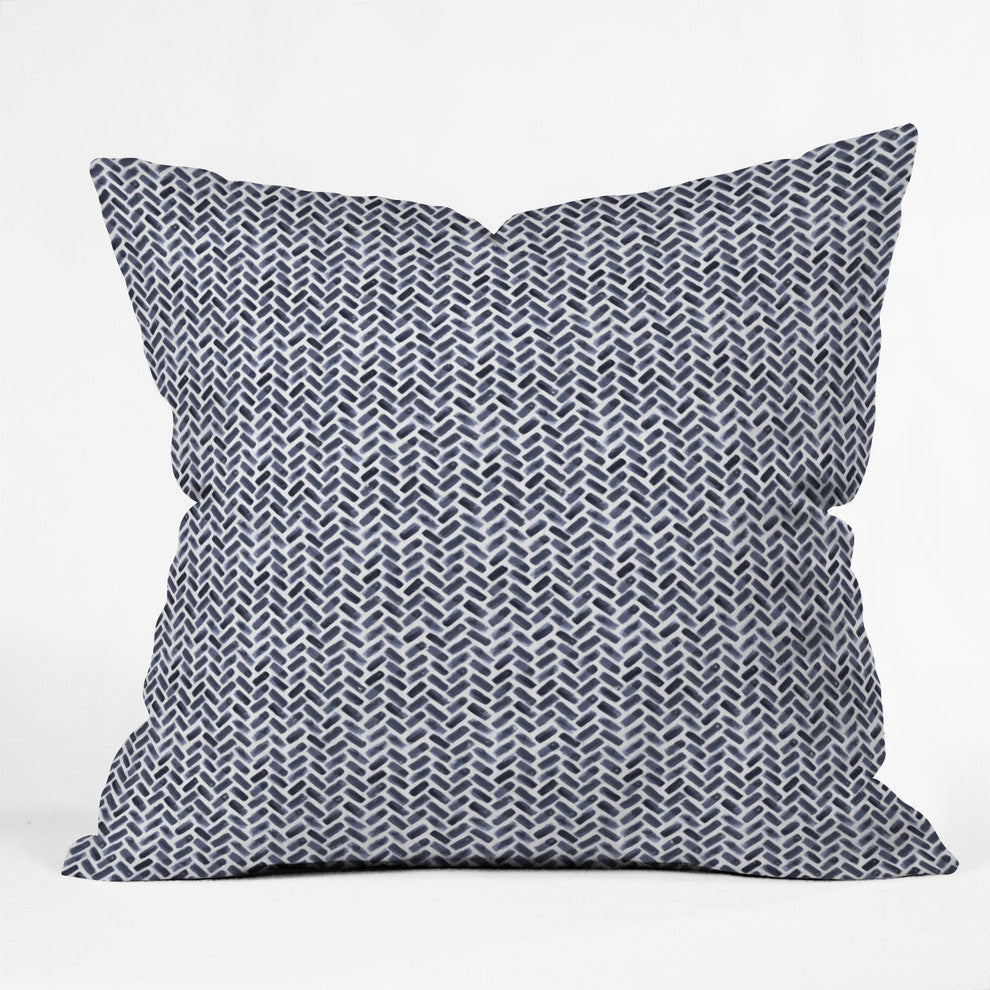 Little Arrow Design Co Arcadia Watercolor Herringbone In Indigo Throw Pillow