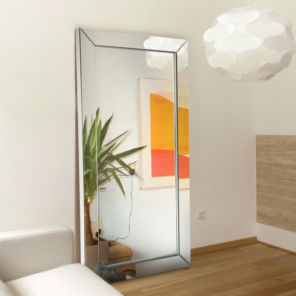 Moderno Beveled Leaner, Large Floor Mirror, 1"-Beveled Center Mirror, 80"x 40"