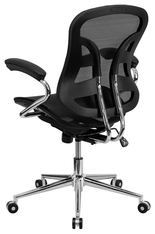 Mid-Back Transparent Black Mesh Swivel Task Office Chair,Chrome Base And Arms