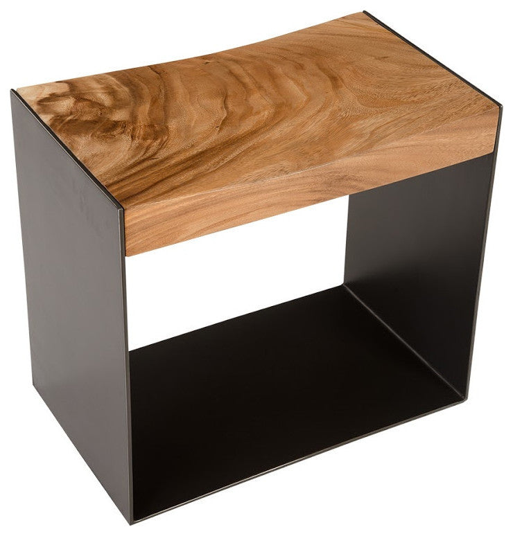 Iron Frame Stool, Chamcha Wood, Natural