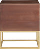 Maxine Wood Nightstand With Durable Brushed Gold Metal Base, Dark Cherry Finish