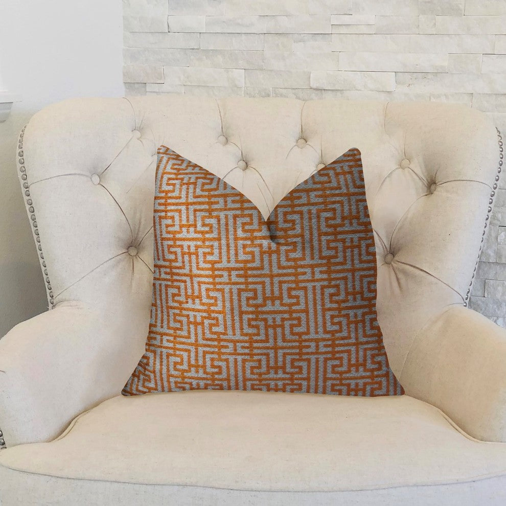 Crossroad Orange and Ivory Handmade Luxury Pillow, 20"x36" King