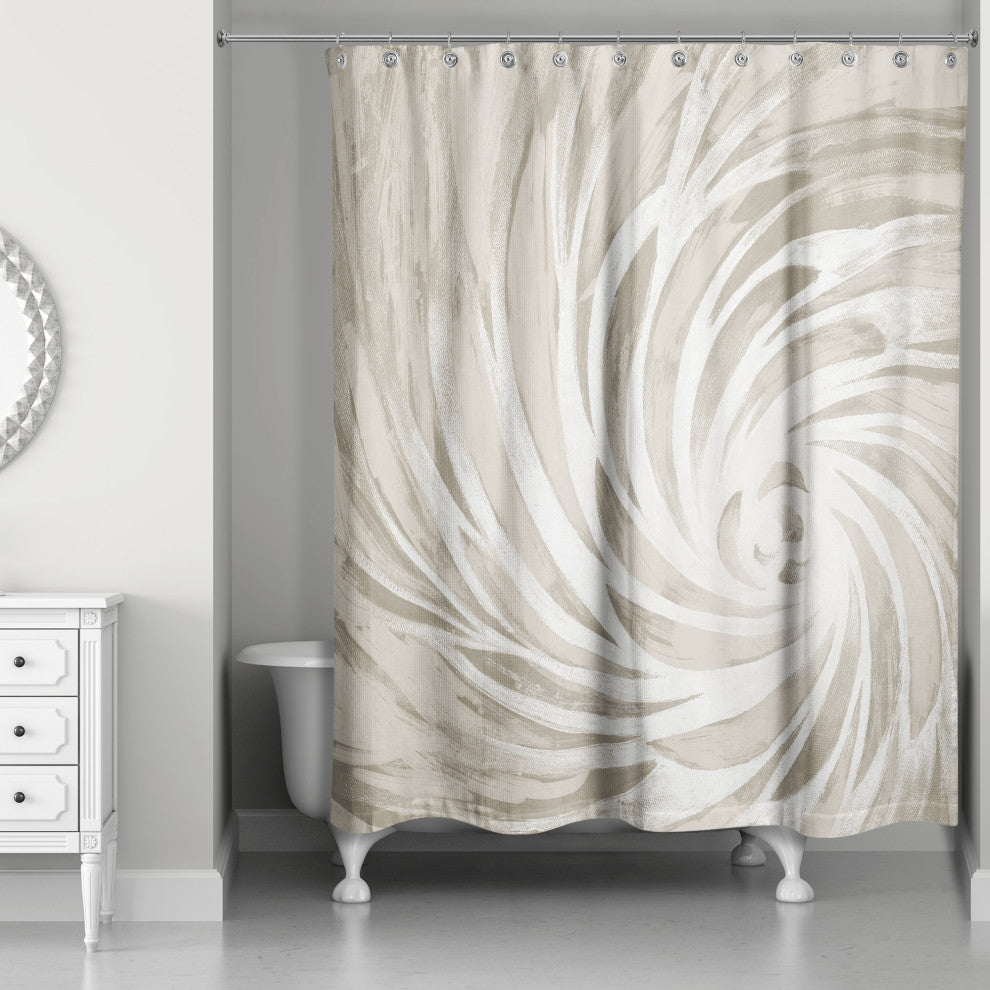 Beige Calming Vortex 71x74 Shower Curtain