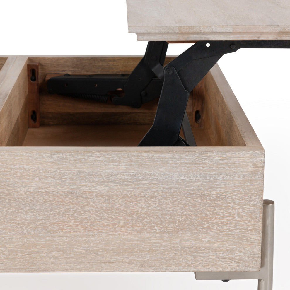 Rocklin Mango Wood Lift Top Coffee Table, White