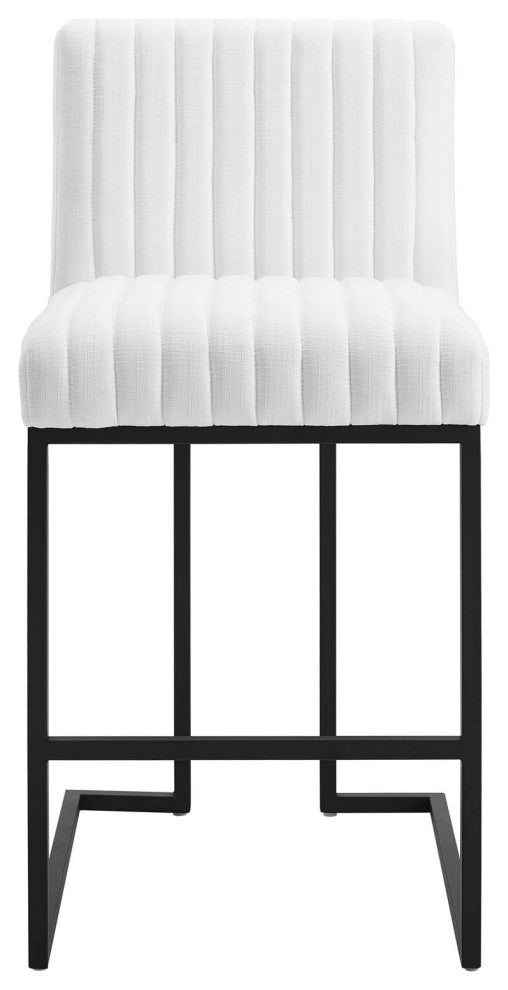 Indulge Channel Tufted Fabric Counter Stool, White