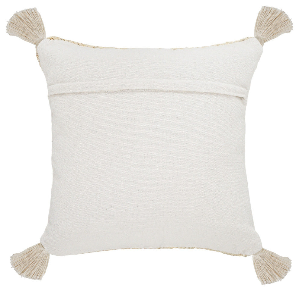Natural Jute Throw Pillow with Tassels