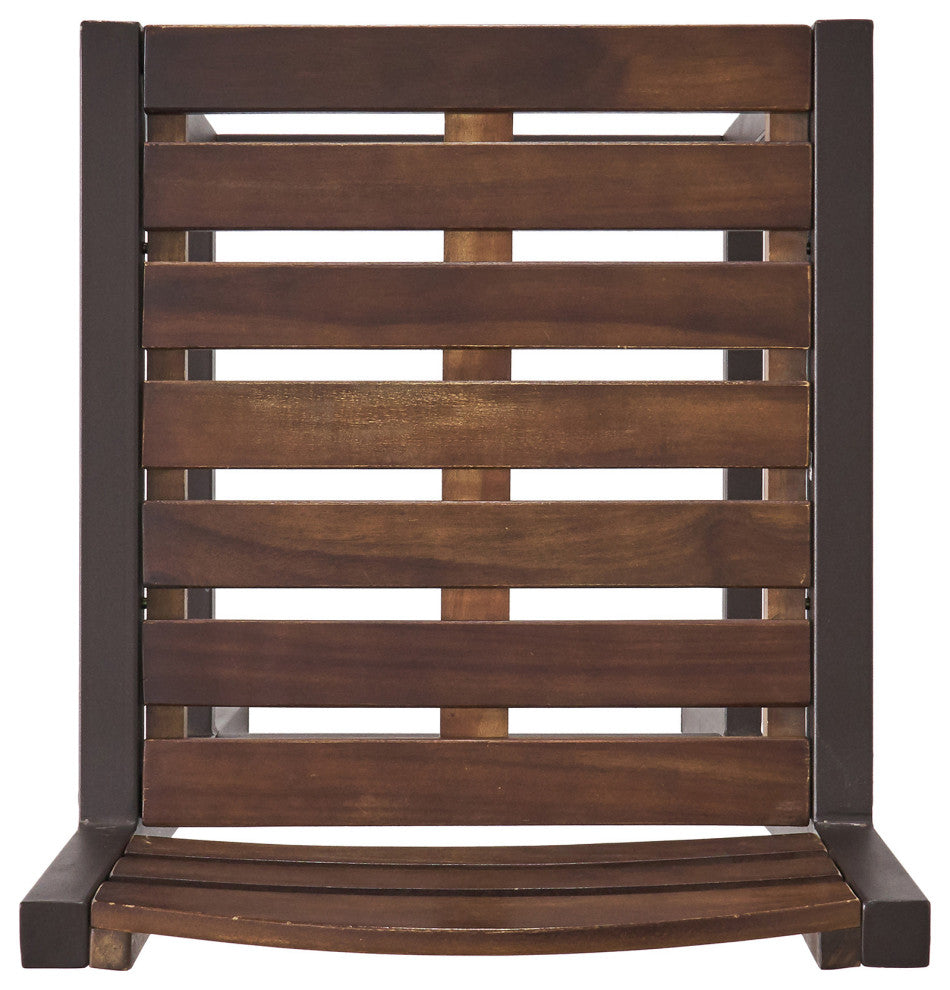 GDF Studio 3-Piece Isabel Brown Acacia and Rustic Metal Bar With Barstools, set