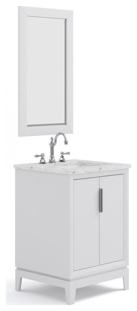 Elizabeth 24" Single Sink Carrara White Marble Vanity, Pure White