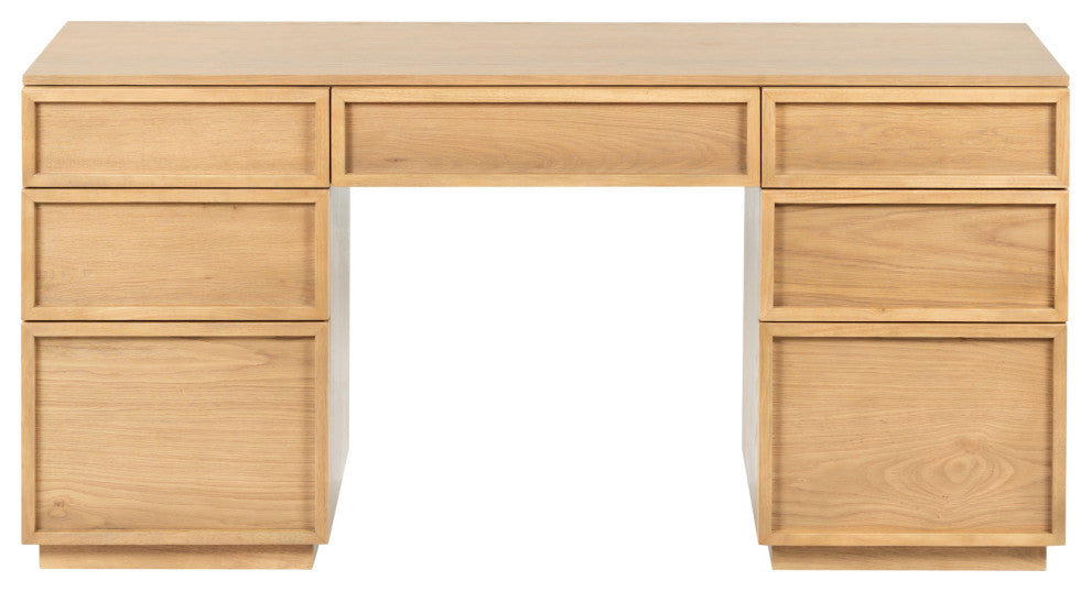 Safavieh Couture Zeus 7 Drawer Wood Desk, Natural